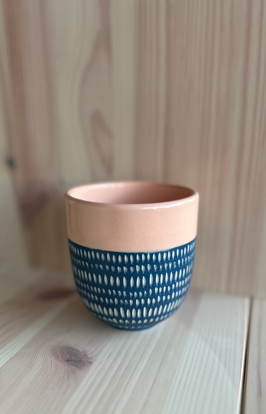 Latte Cup - Coral & Navy