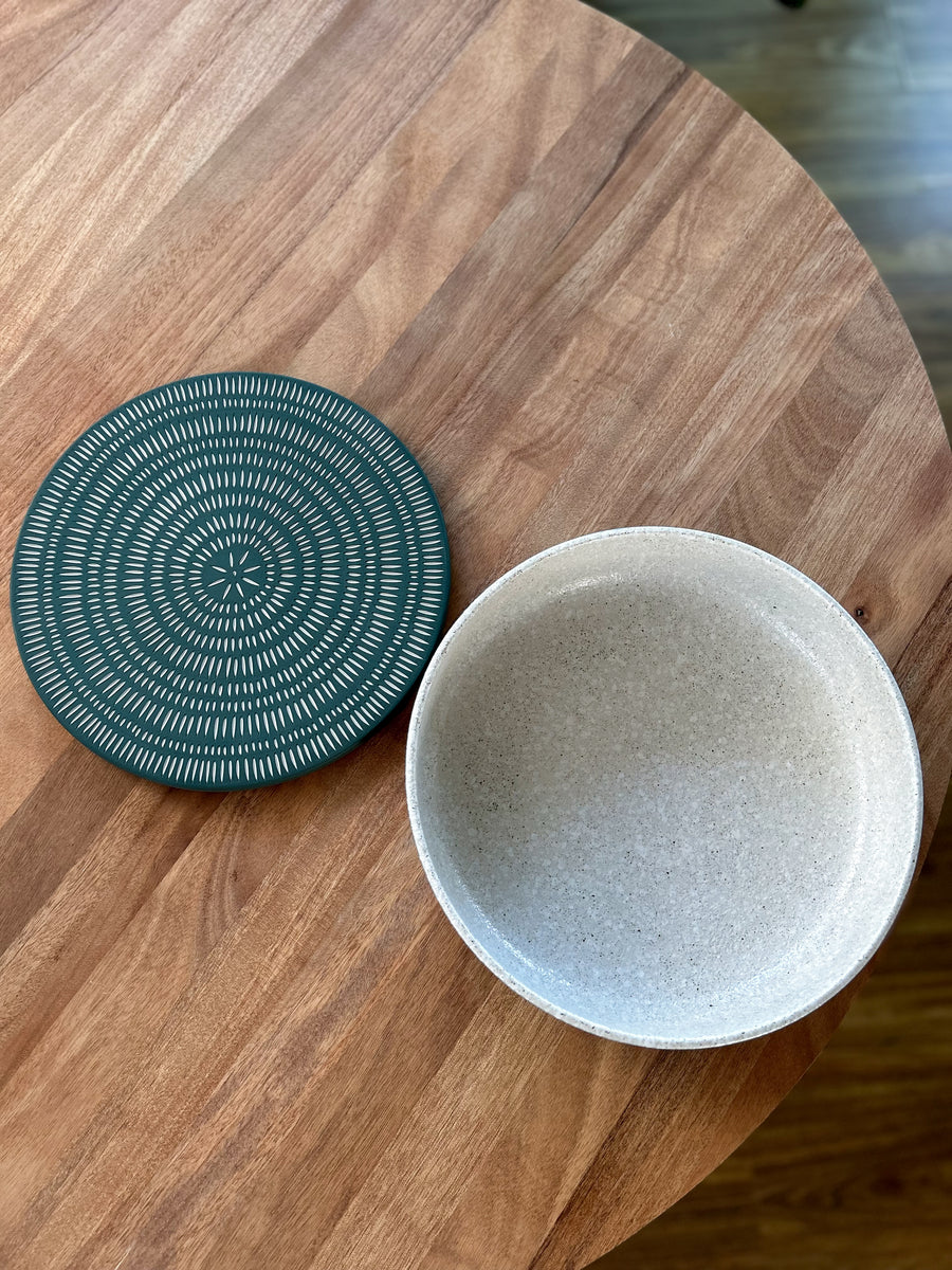 Large Salad Bowl with Lid - Emerald & Stone